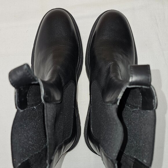NEW Zara Z1B Chunky Black Leather Chelsea Pull On Boots Women's Size: 39 US 8 - Picture 5 of 11